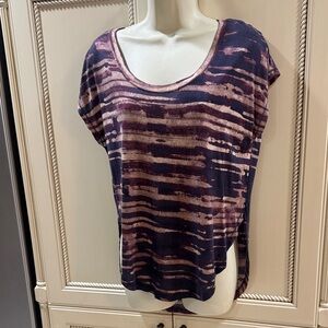 Rachel Roy Brushstroke Striped Purple & Tan Women's Top XS